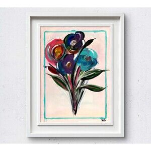 WS original flowers for mom hand painted 12X16 canvas abstract modern fine art
